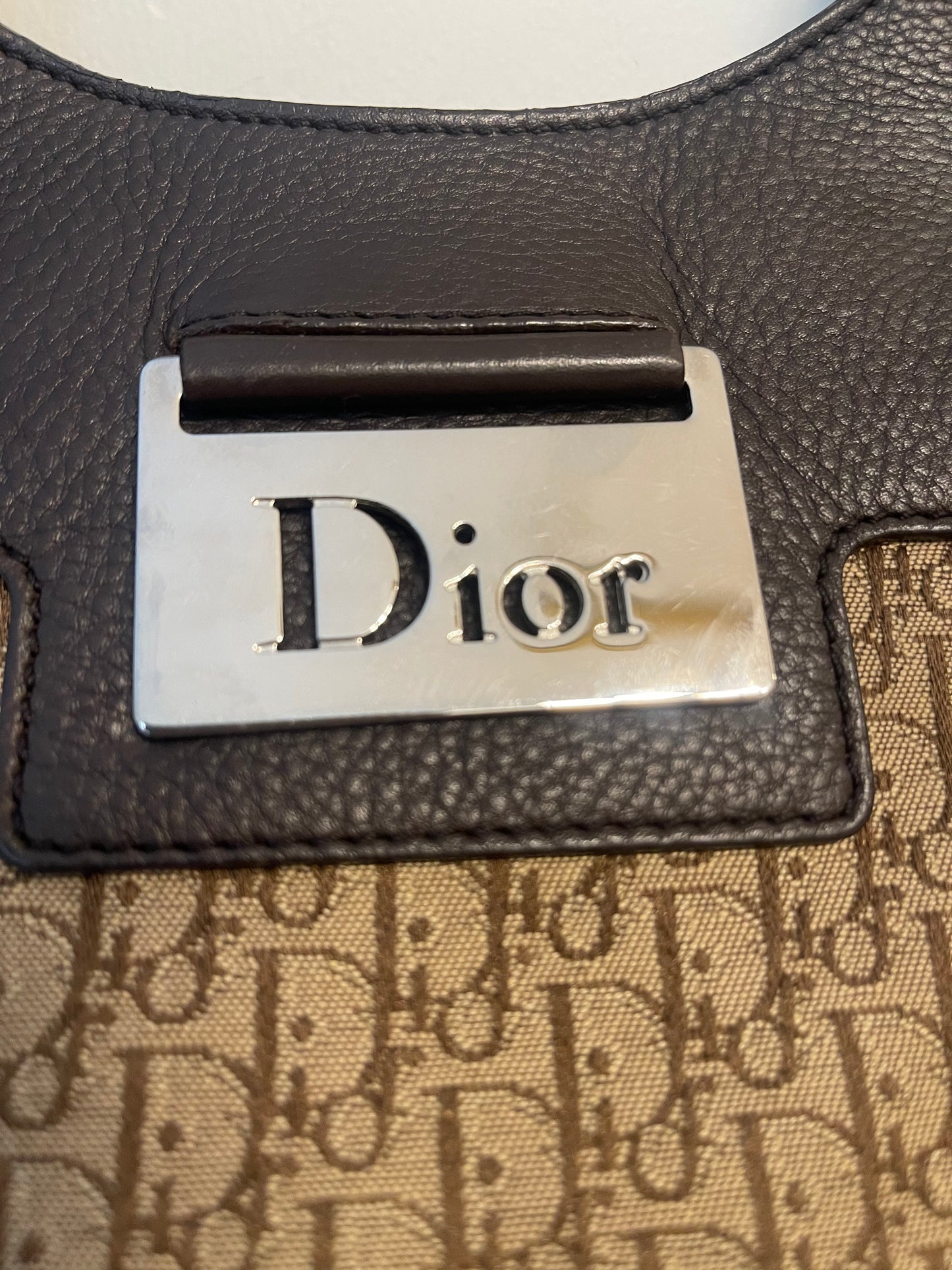 Christian Dior Vintage Street Chic Trotter Tote Bag In Canvas And Leather