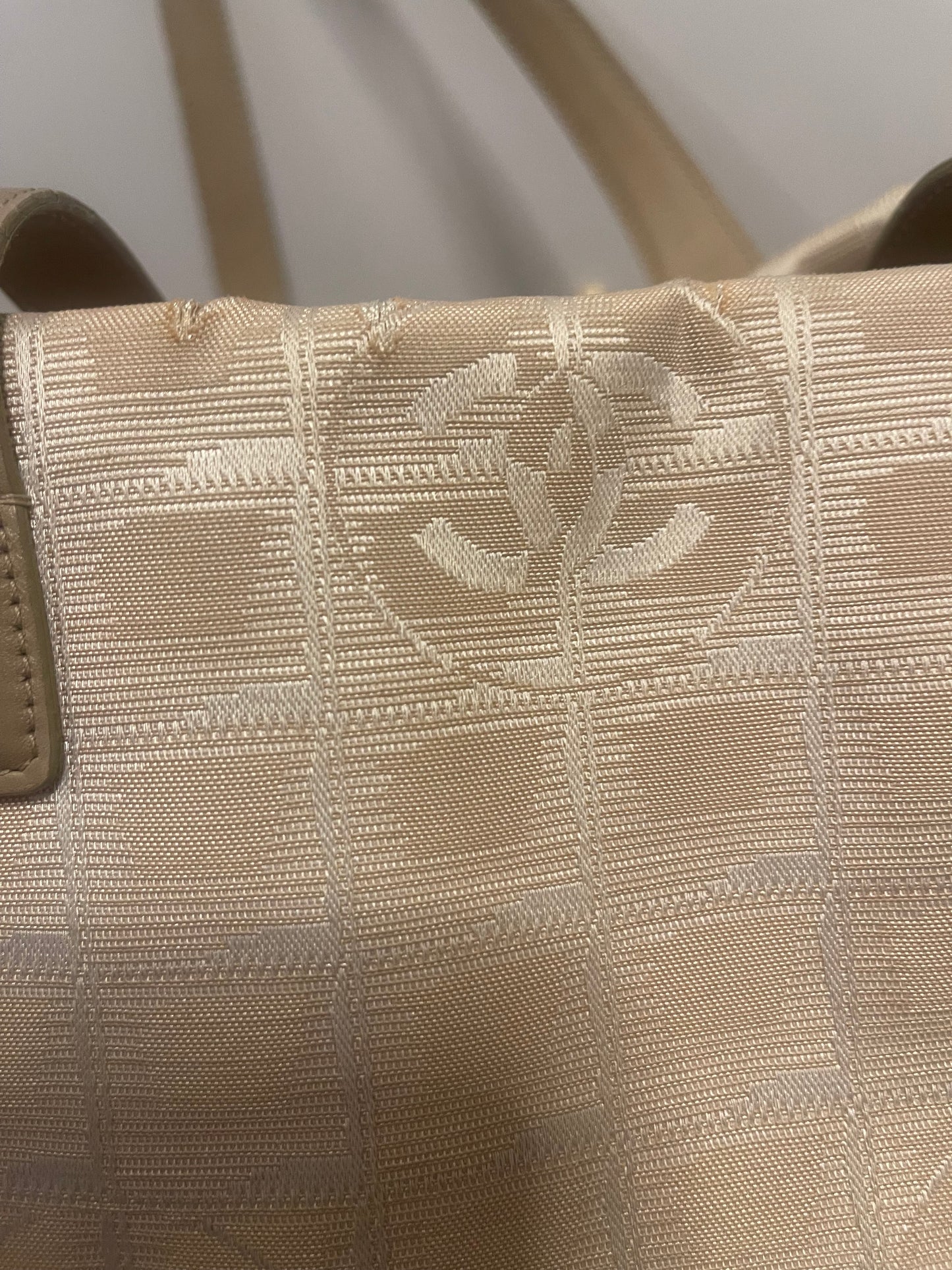 Chanel Vintage “New Travel Line” Tote Bag In Beige Nylon And Leather