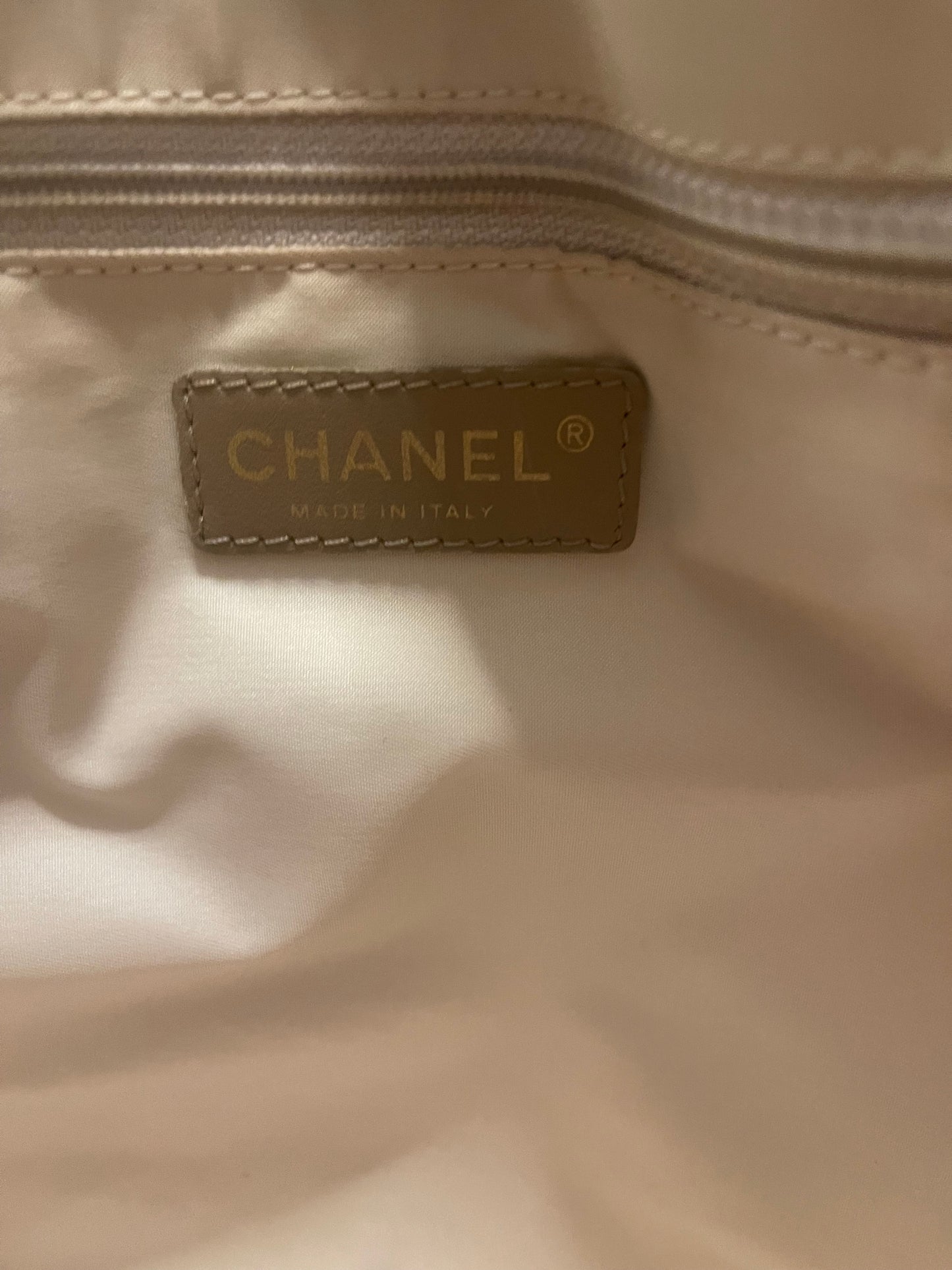 Chanel Vintage “New Travel Line” Tote Bag In Beige Nylon And Leather