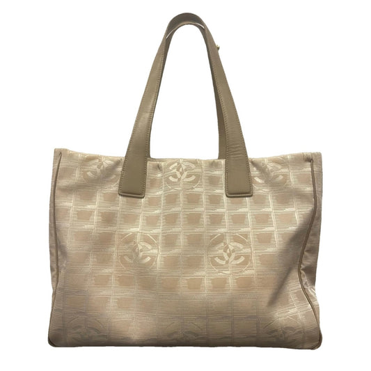 Chanel Vintage “New Travel Line” Tote Bag In Beige Nylon And Leather