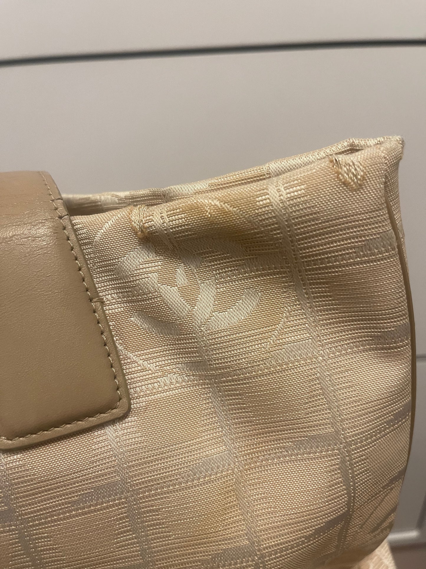 Chanel Vintage “New Travel Line” Tote Bag In Beige Nylon And Leather