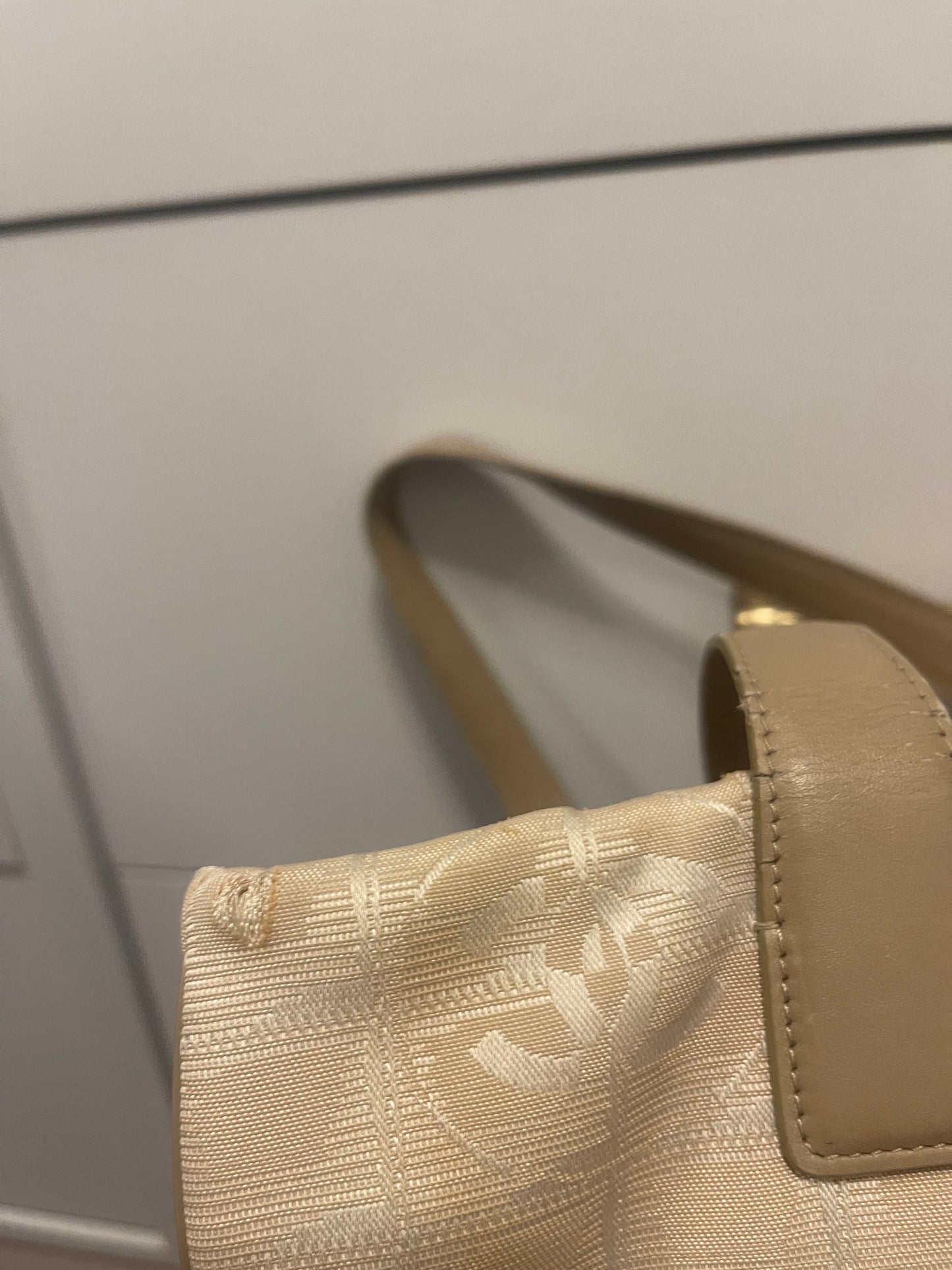 Chanel Vintage “New Travel Line” Tote Bag In Beige Nylon And Leather